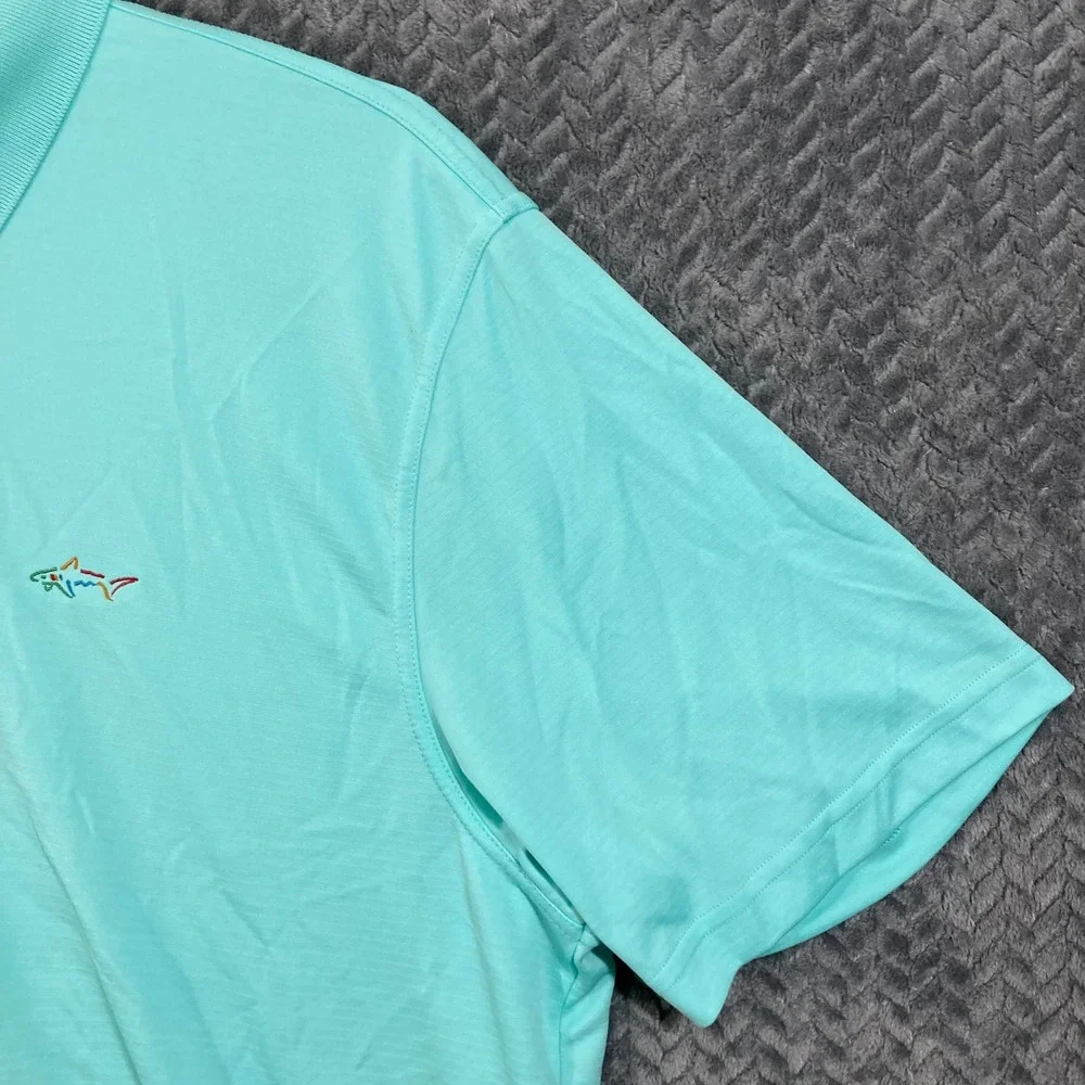 Greg Norman Mens XXL Polo Blue Logo Golf Yacht Casual Vacation Breathable